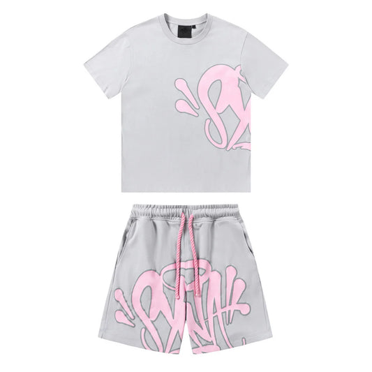 SYNA WORLD GRAY PINK SHORT SET