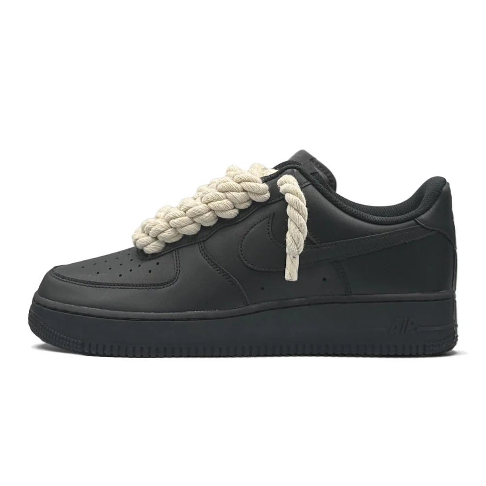 AF1 BLACK - BEIGE ROPE LACES